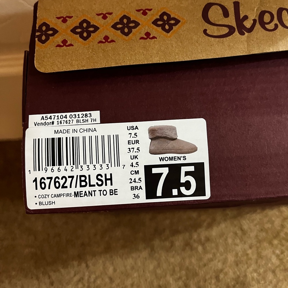 Skechers/Meant To Be NWT Women's Blush Faux Fur Suede Ankle Boots size 7.5 - Picture 8 of 8